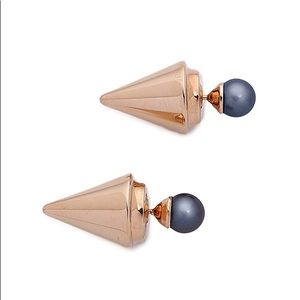 VITA FEDE Rose Gold and Black Pearl Titan Earrings
